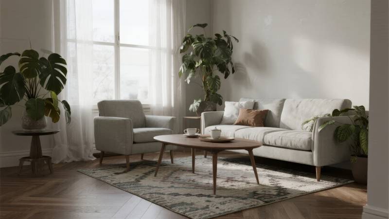 温馨客厅绿植点缀图片