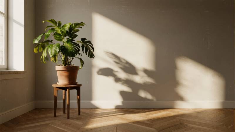 阳光下的绿植影图片