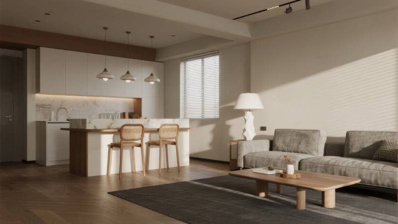 现代简约客厅厨房图片