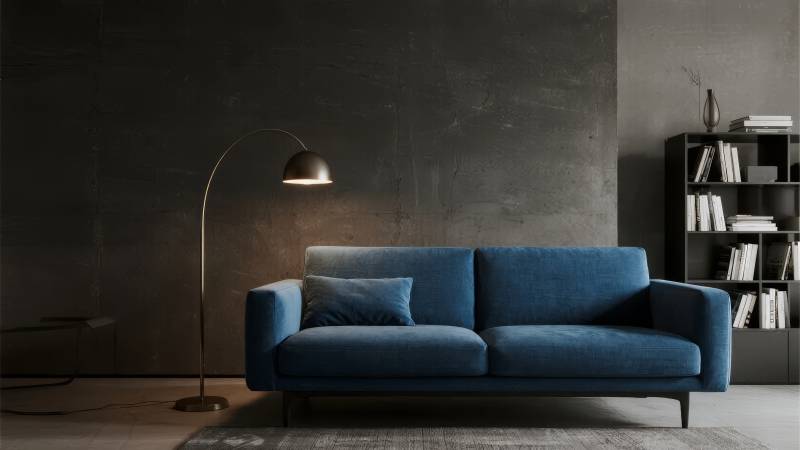 深蓝沙发现代客厅图片