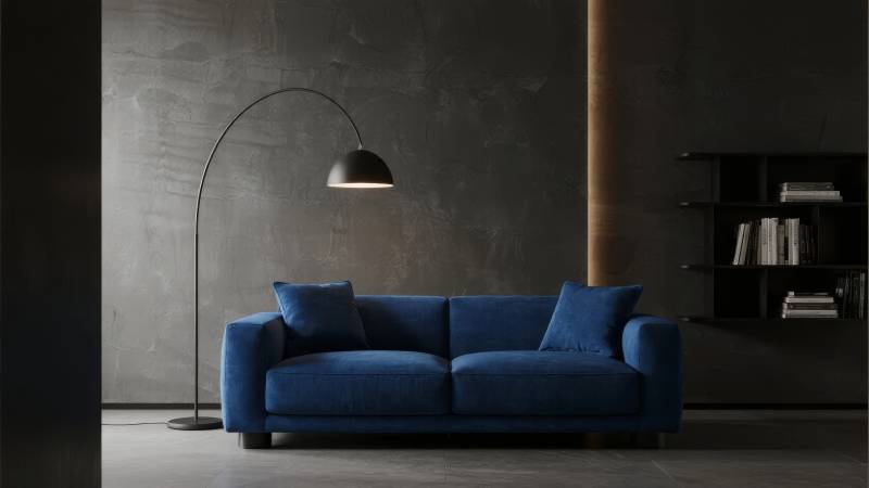 深蓝沙发现代客厅图片