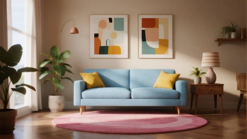 温馨现代客厅一角图片