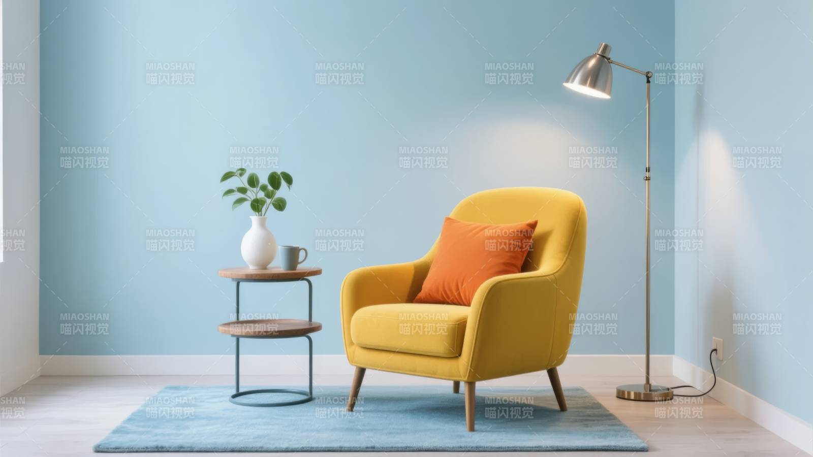 温馨黄色沙发角图片