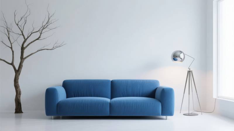 蓝沙发静谧空间图片