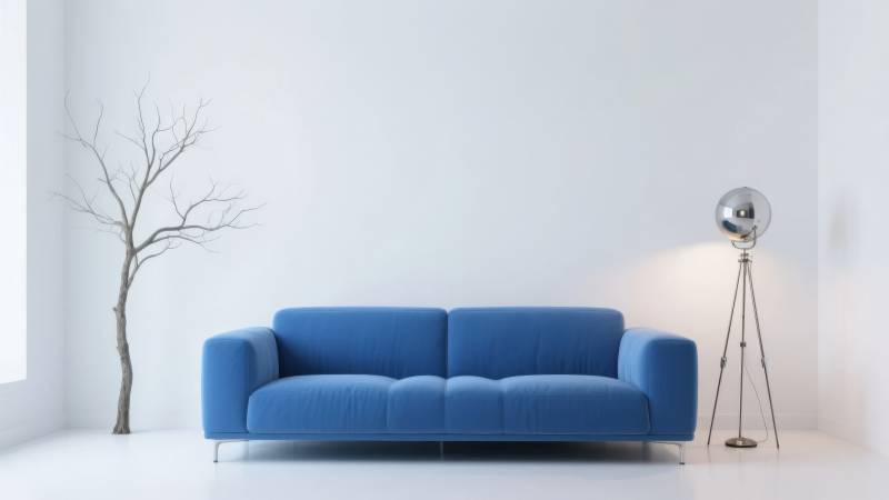 蓝色沙发静谧空间图片