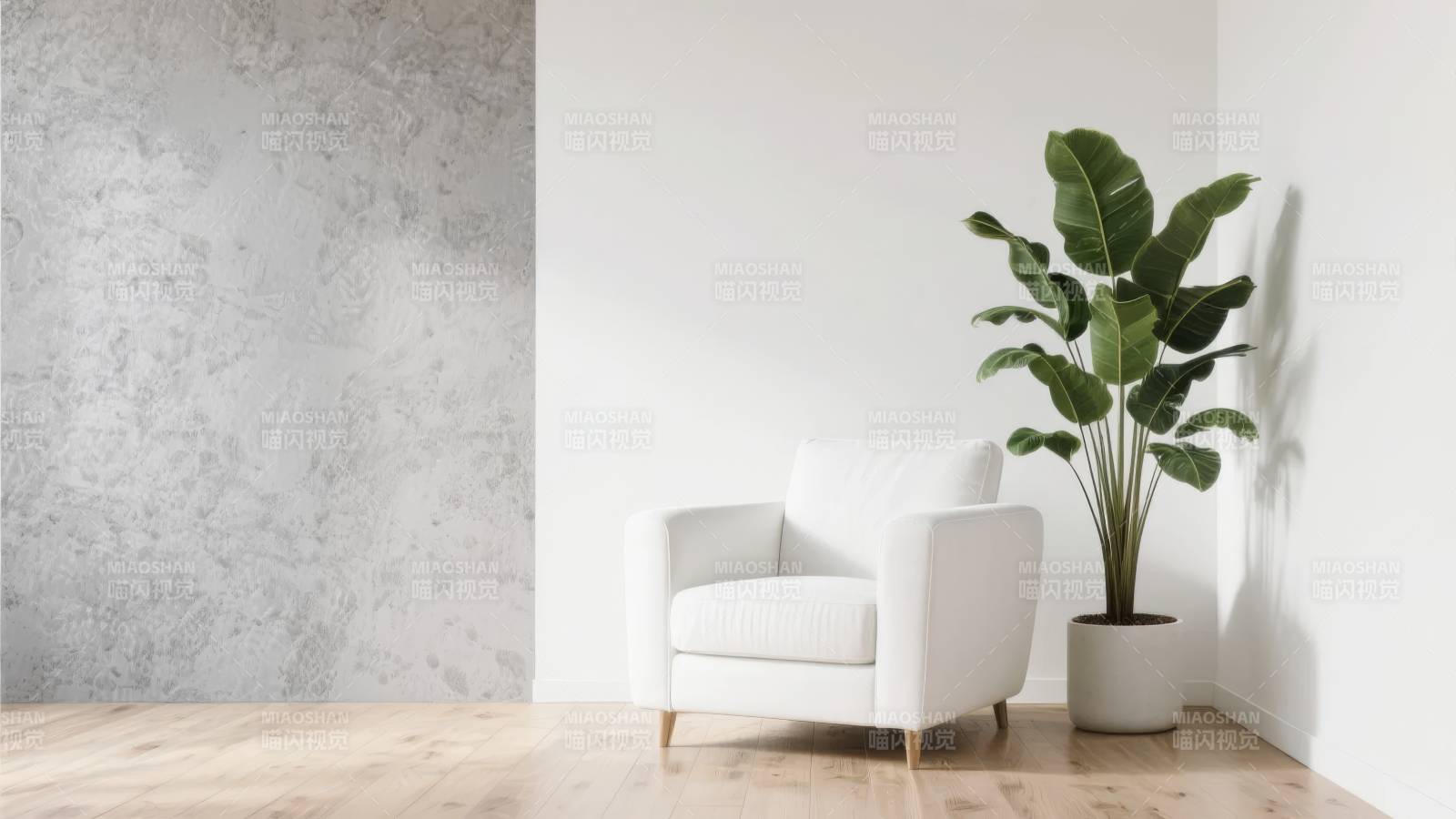 简约客厅绿植一角图片