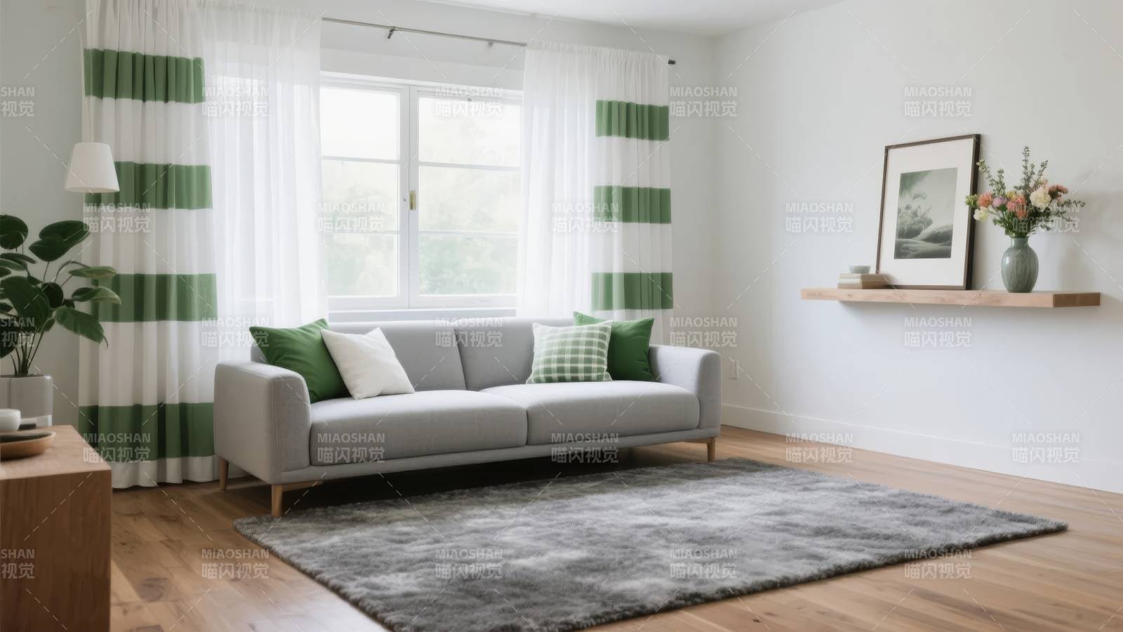 简约客厅绿意盎然图片