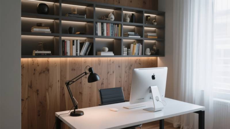 现代简约书房一角图片