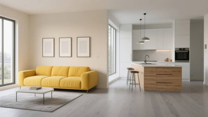 现代简约客厅厨房图片