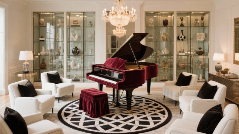 典雅客厅钢琴图图片
