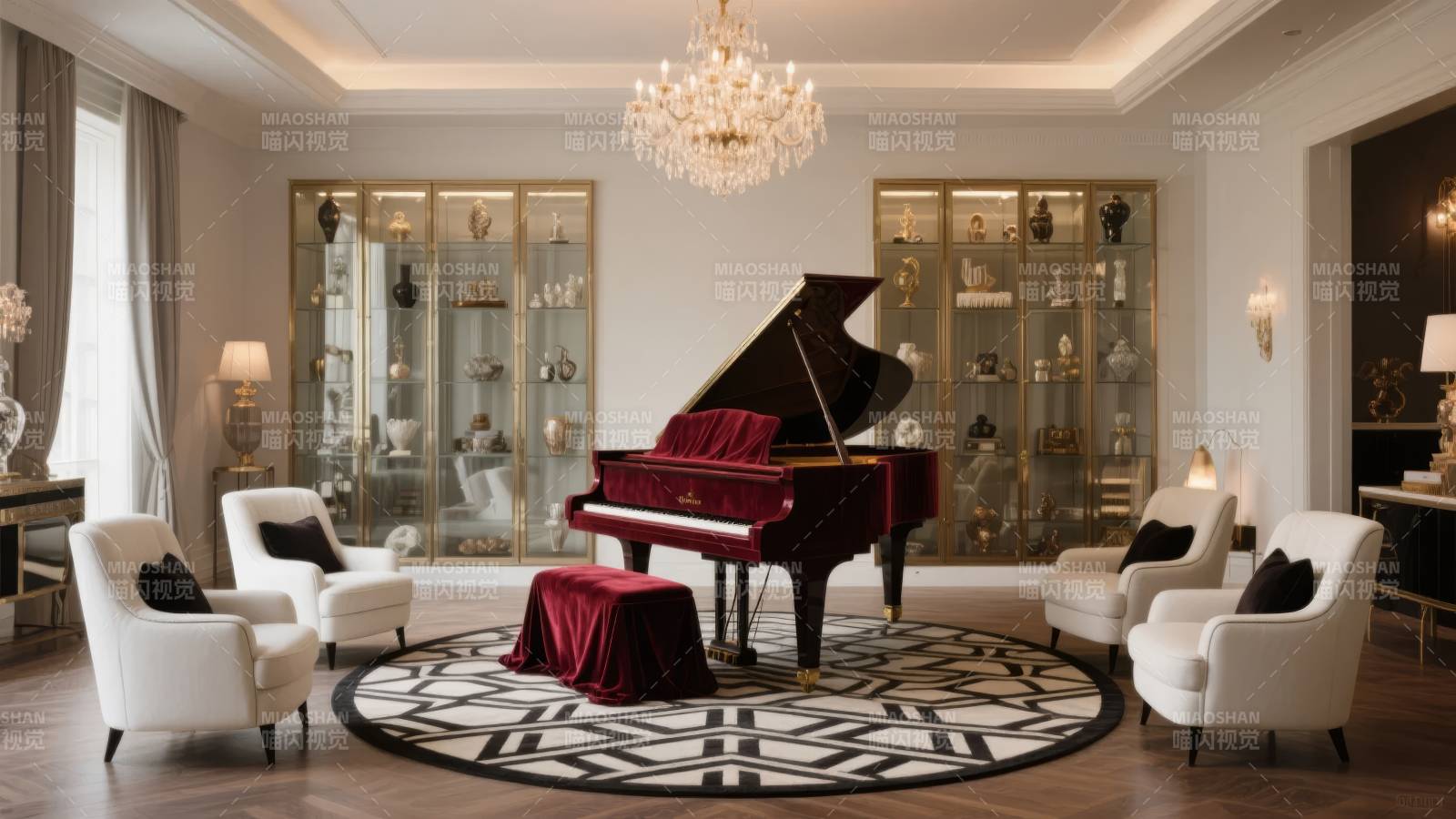 奢华客厅钢琴房图片