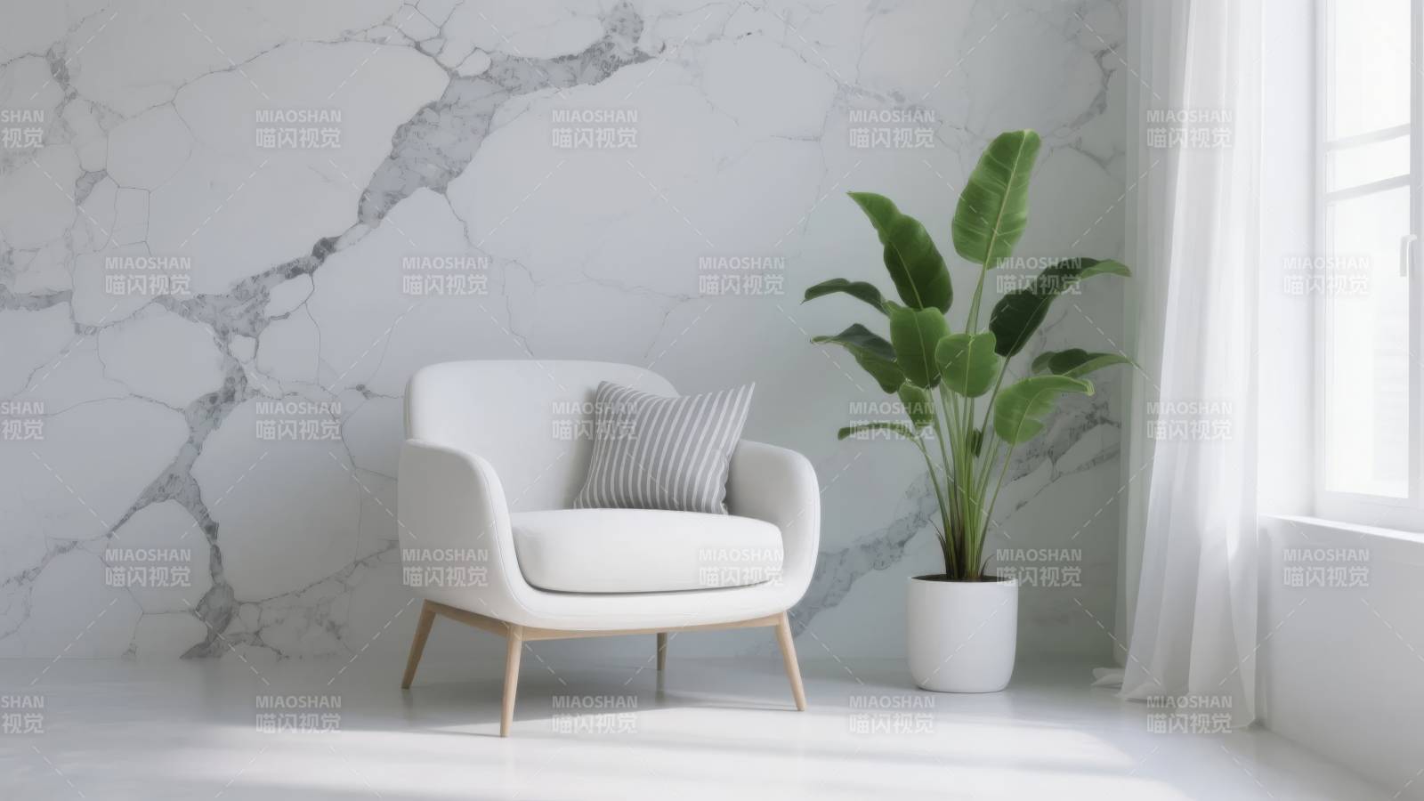 简约客厅绿植一角图片