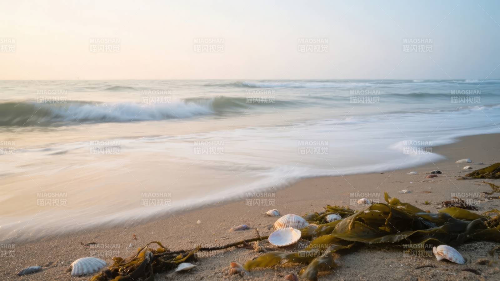 海滩晨曦静谧美图片