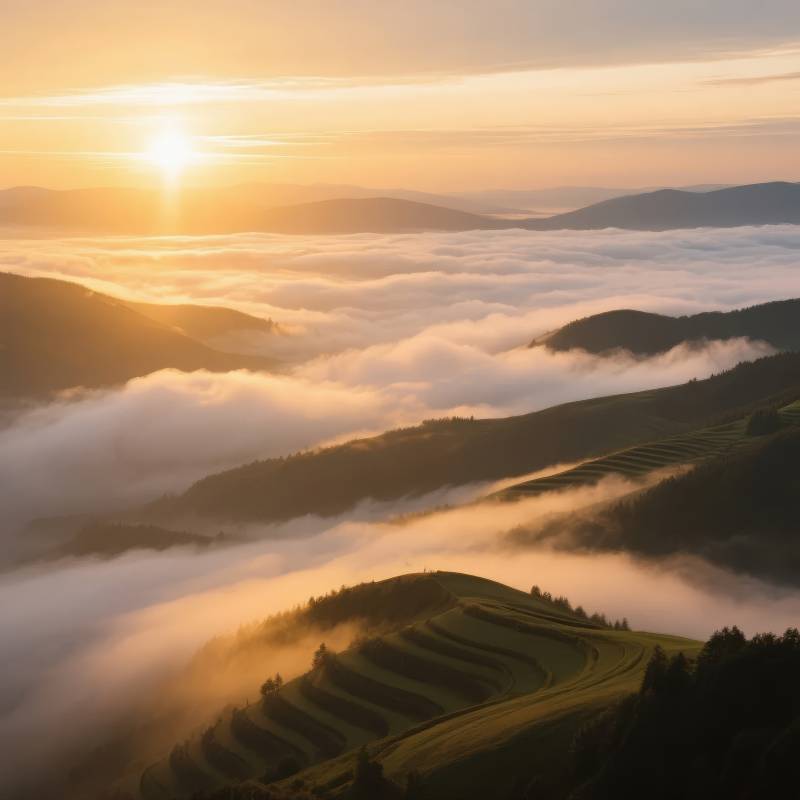 云海日出山间图片