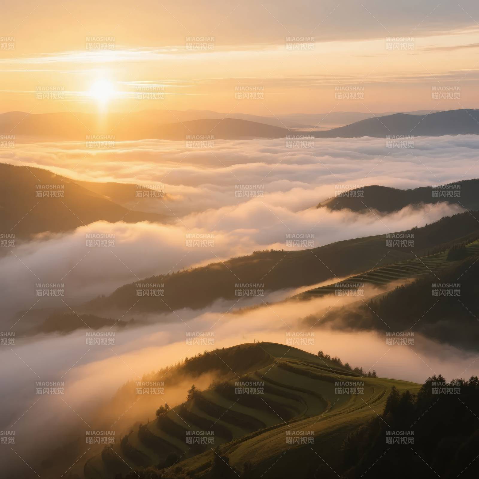 云海日出山间图片
