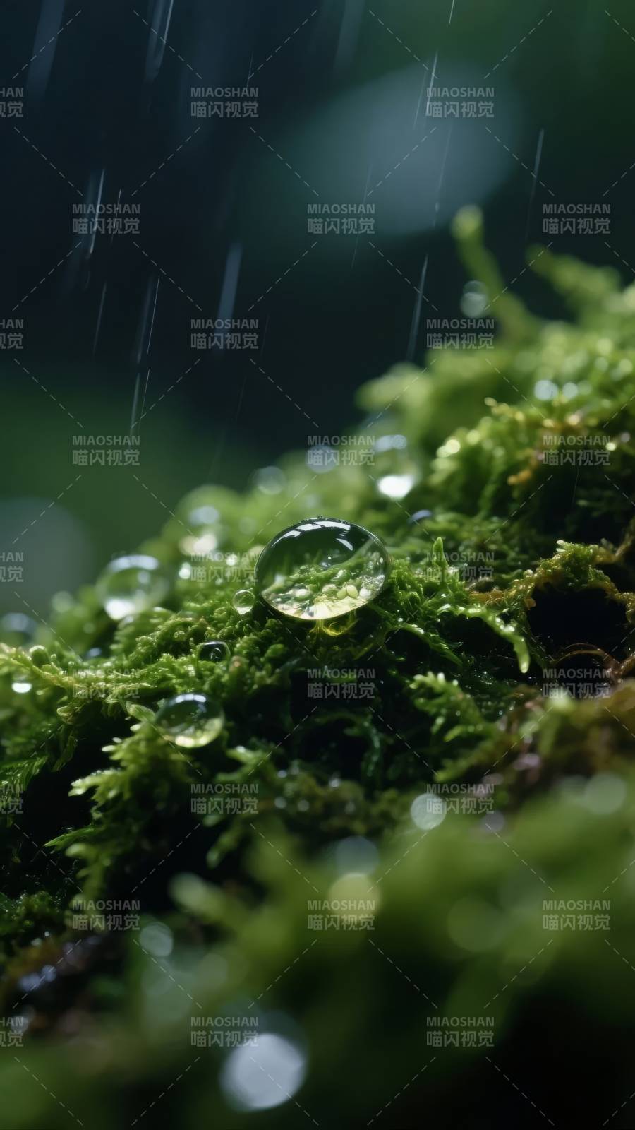雨滴翠苔图片