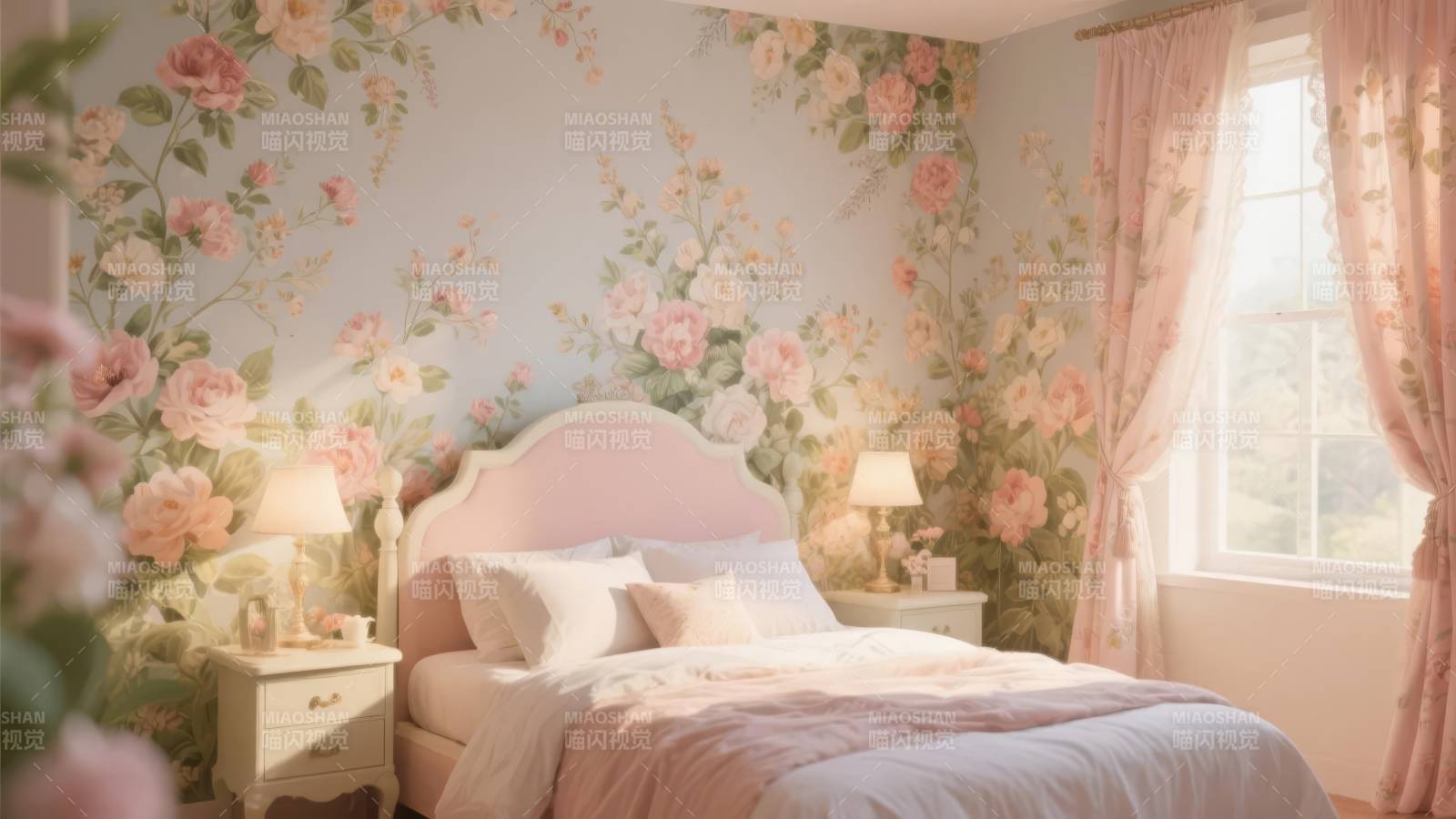 浪漫花墙卧室图片