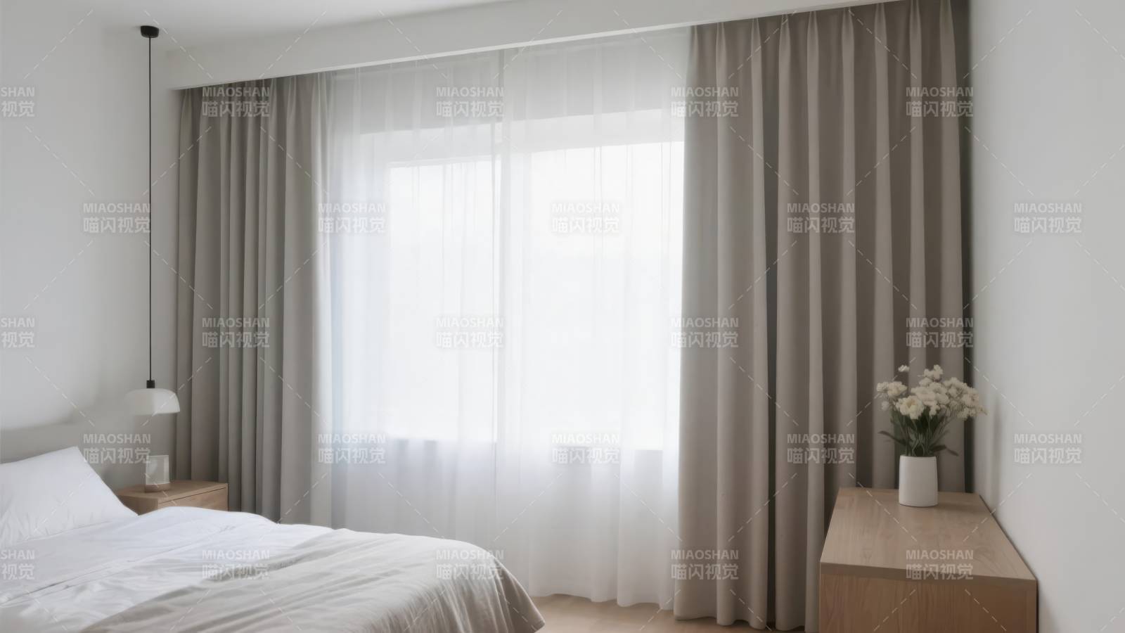 简约卧室窗帘设计图片
