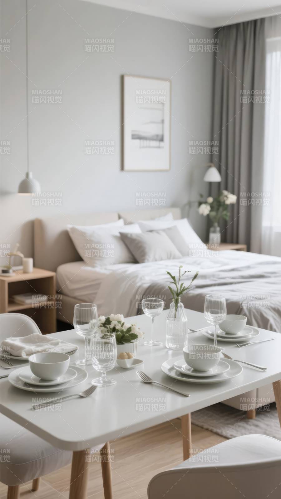 简约卧室餐桌布置图片