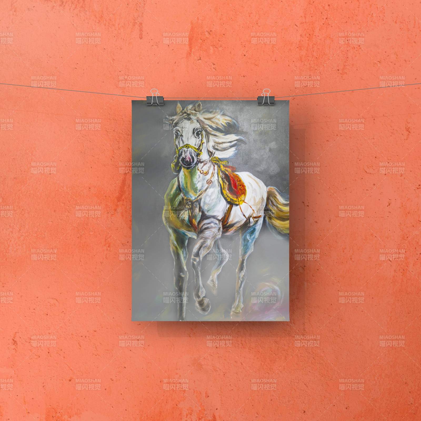 丙烯颜料骏马图图片