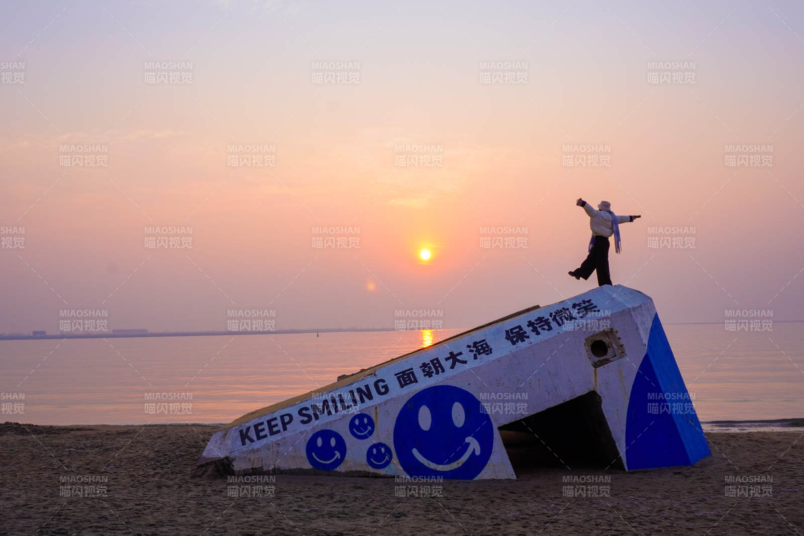 微笑面对大海图片