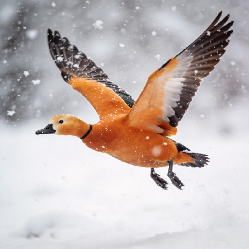 雪中飞鸭图片