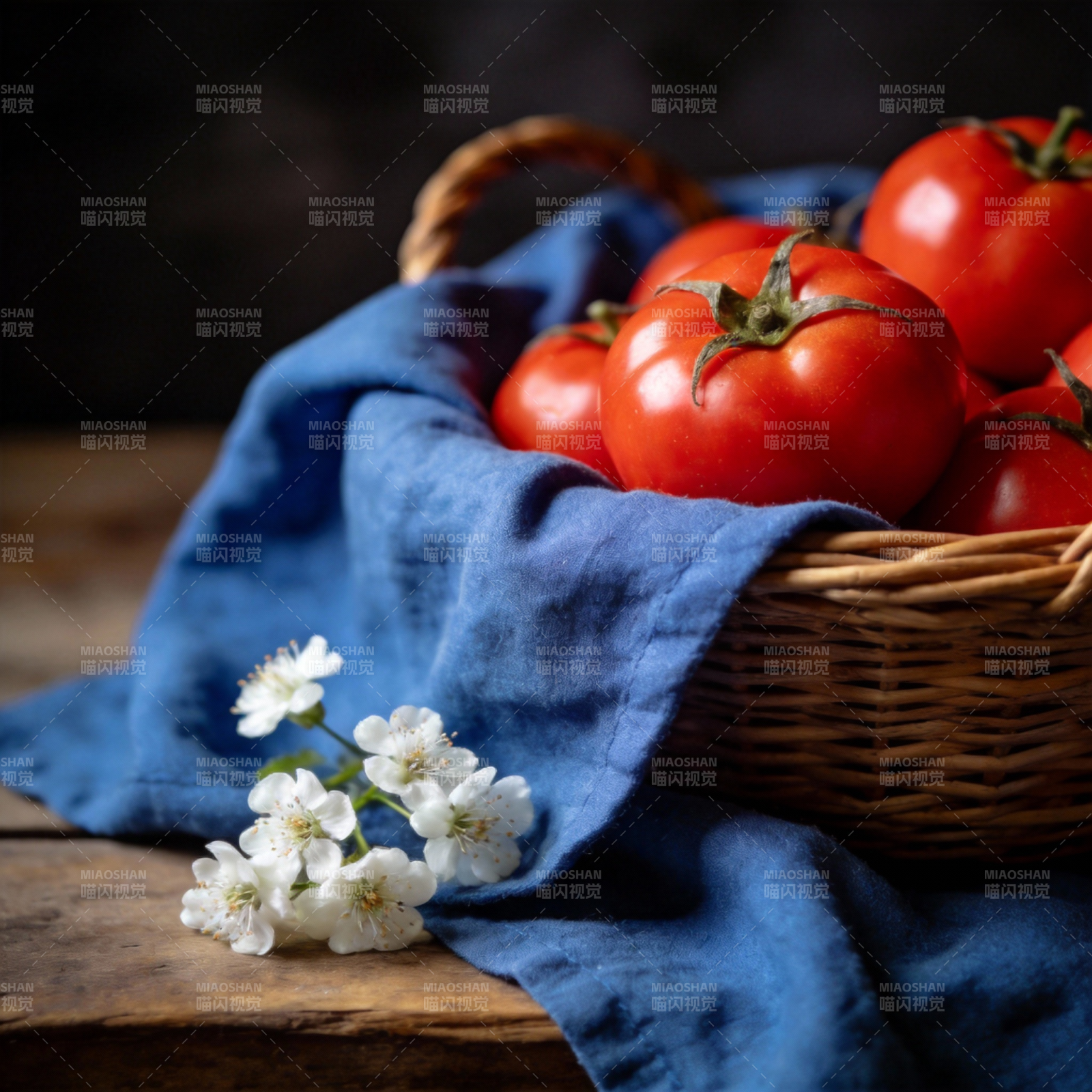 番茄与花静物图片