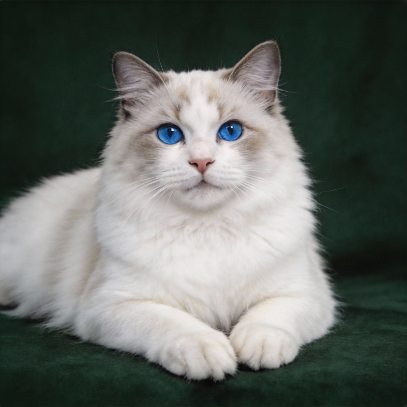 蓝眼白猫静卧图片