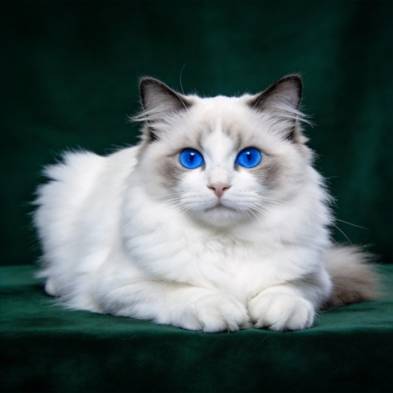 蓝眼白猫静卧图片