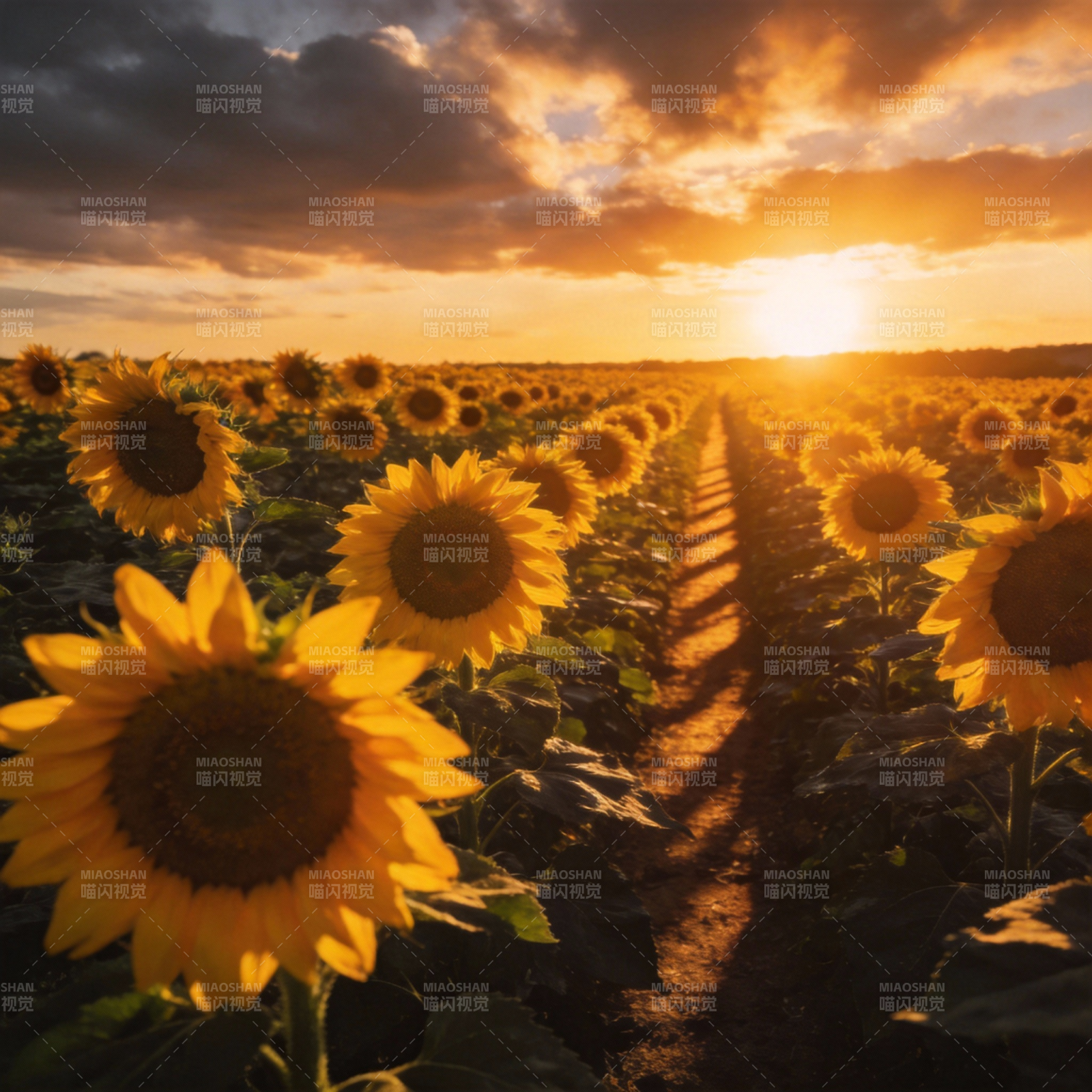 向日葵田夕阳图片