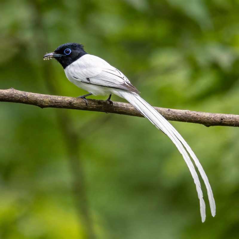 寿带鸟栖枝觅食图片