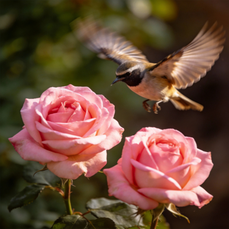 飞鸟与玫瑰图片