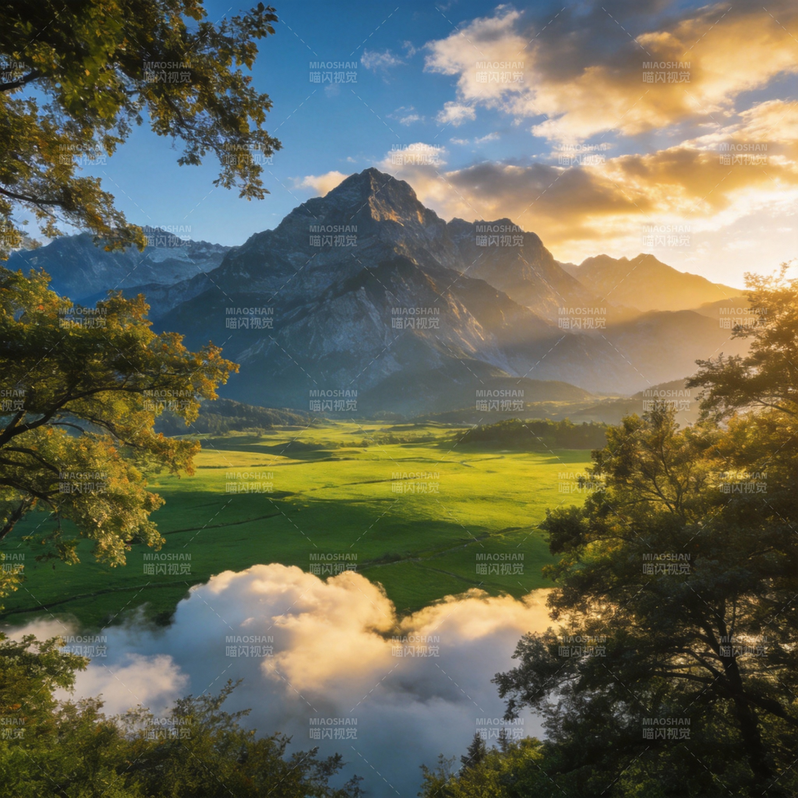 山间晨曦云海图片