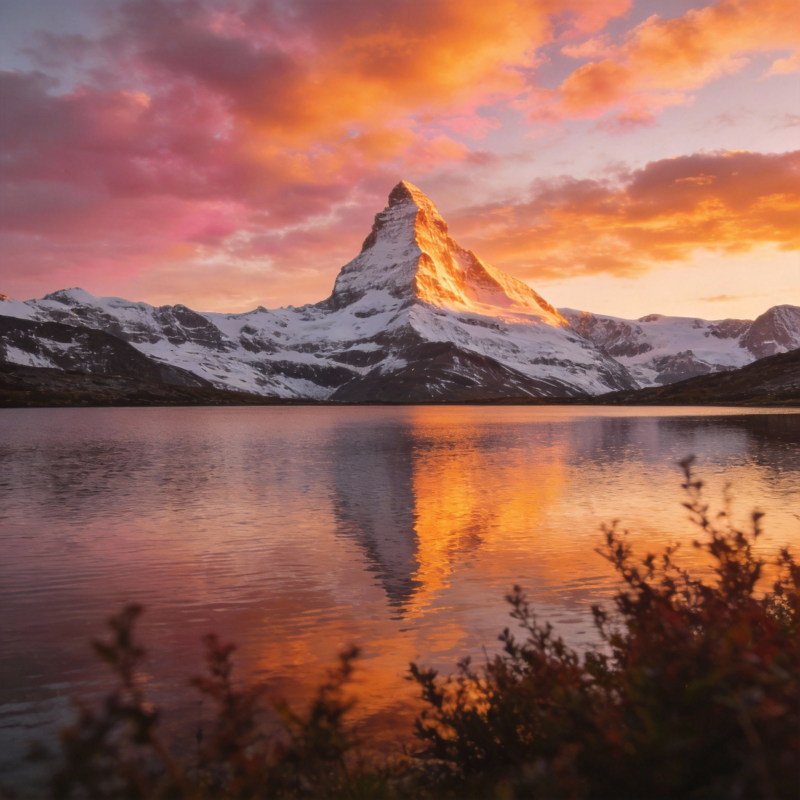 日照金山湖景图片