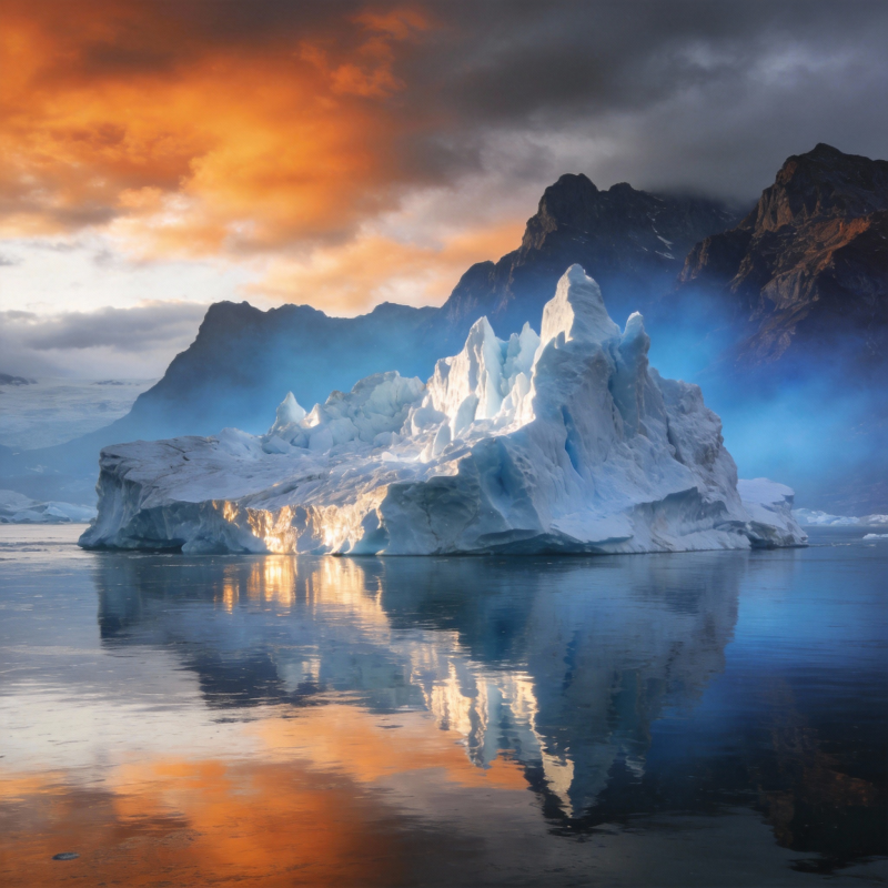 冰山映霞光图片