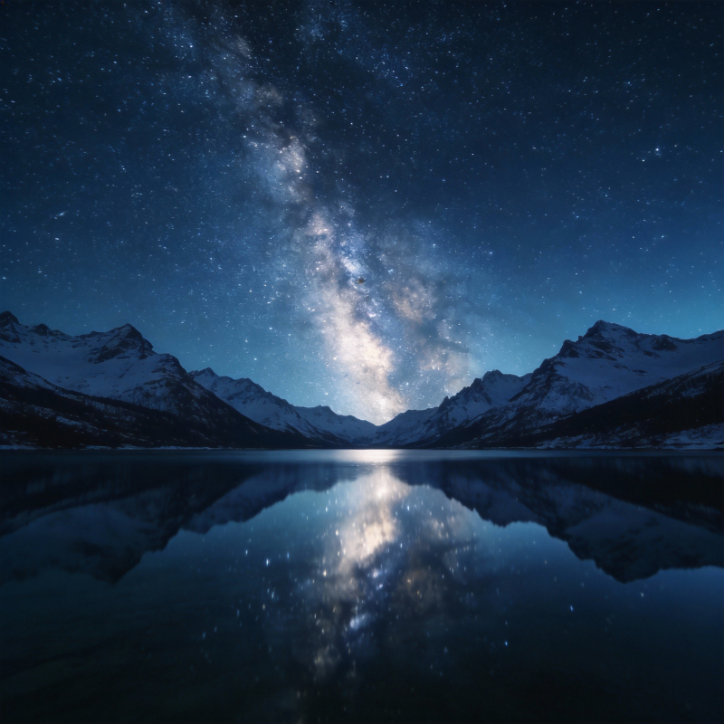 星河映雪山图片