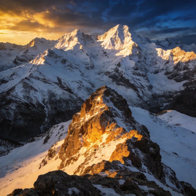 雪山日出壮丽景色图片