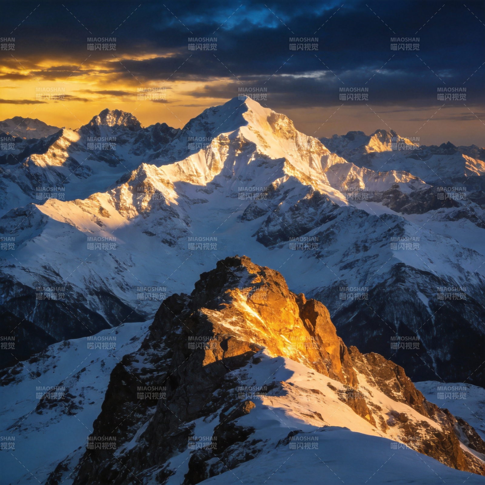 雪山日出壮丽景色图片