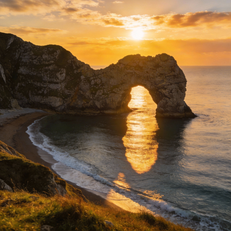 日落石拱门图片