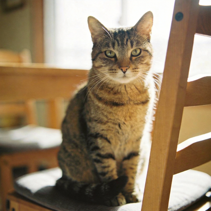 窗边虎斑猫静坐图片