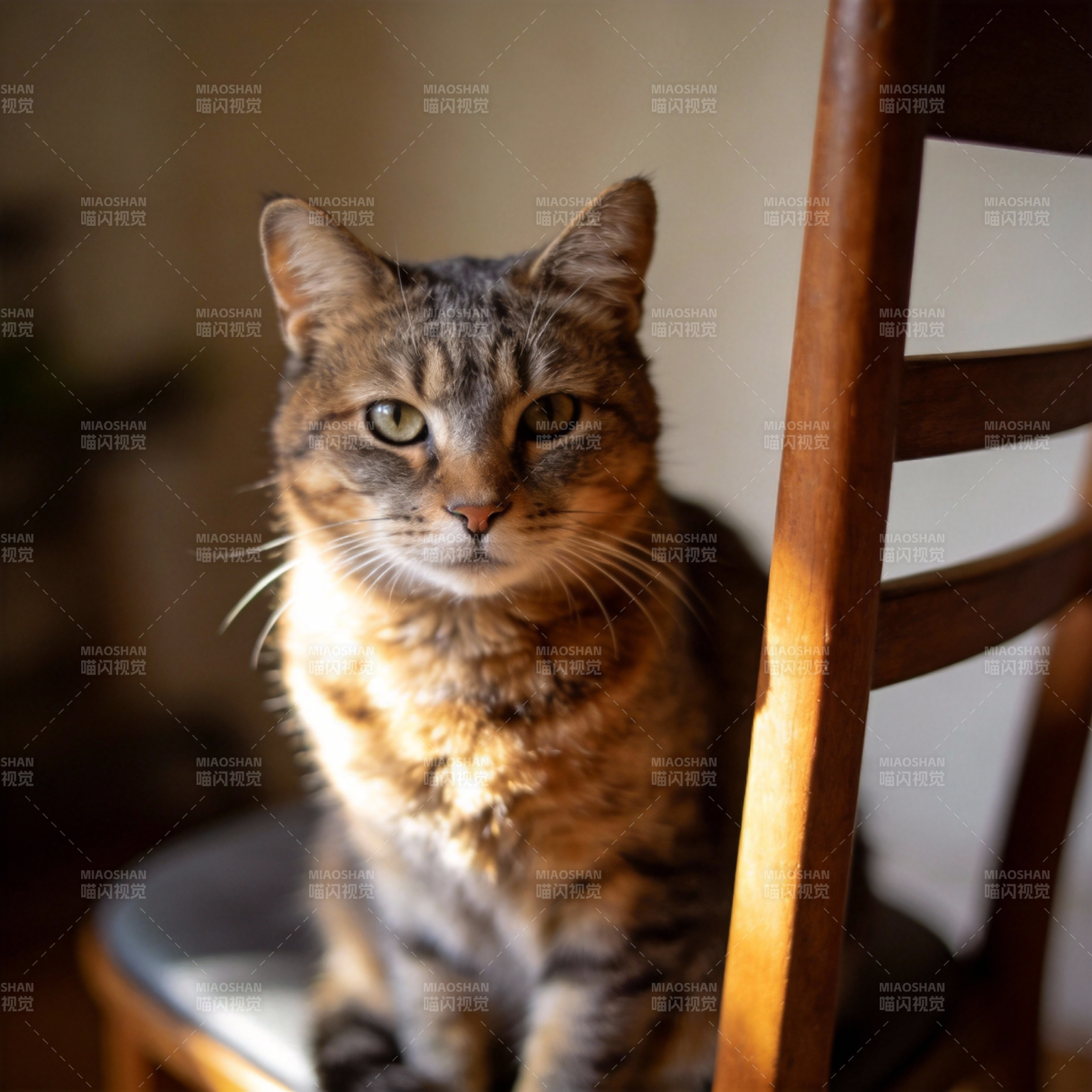 阳光下的虎斑猫图片