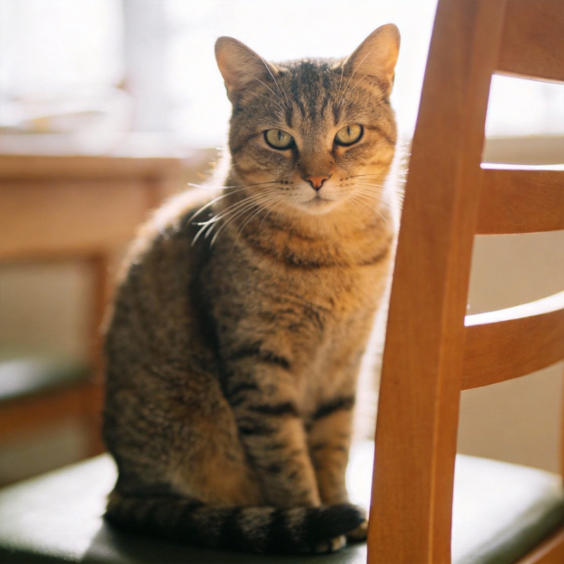 窗边虎斑猫静坐图片