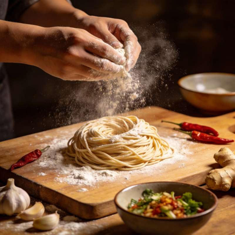 手工揉面 香气四溢图片