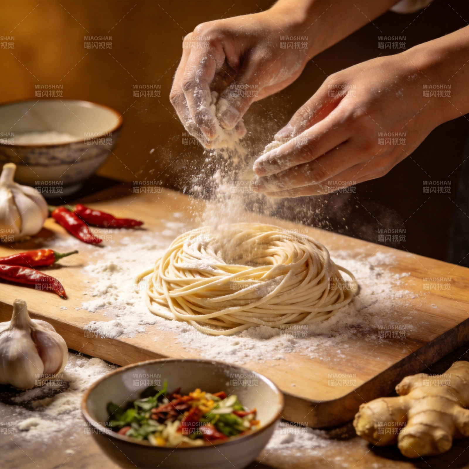 手工揉面 香气四溢图片