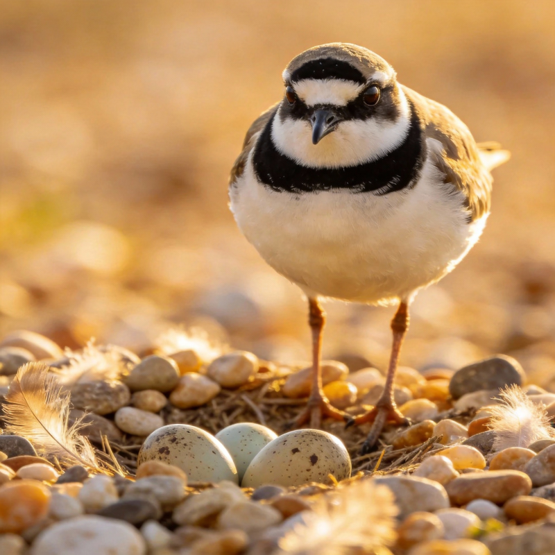 环颈鸻守巢图片