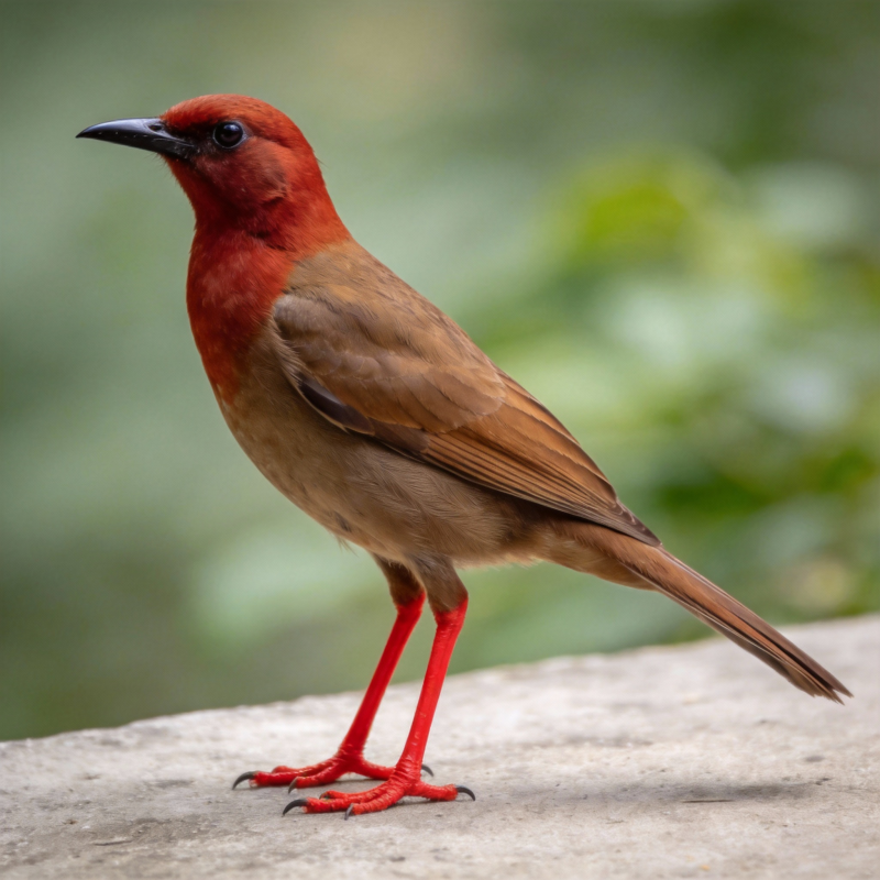 红头鸟栖石上图片