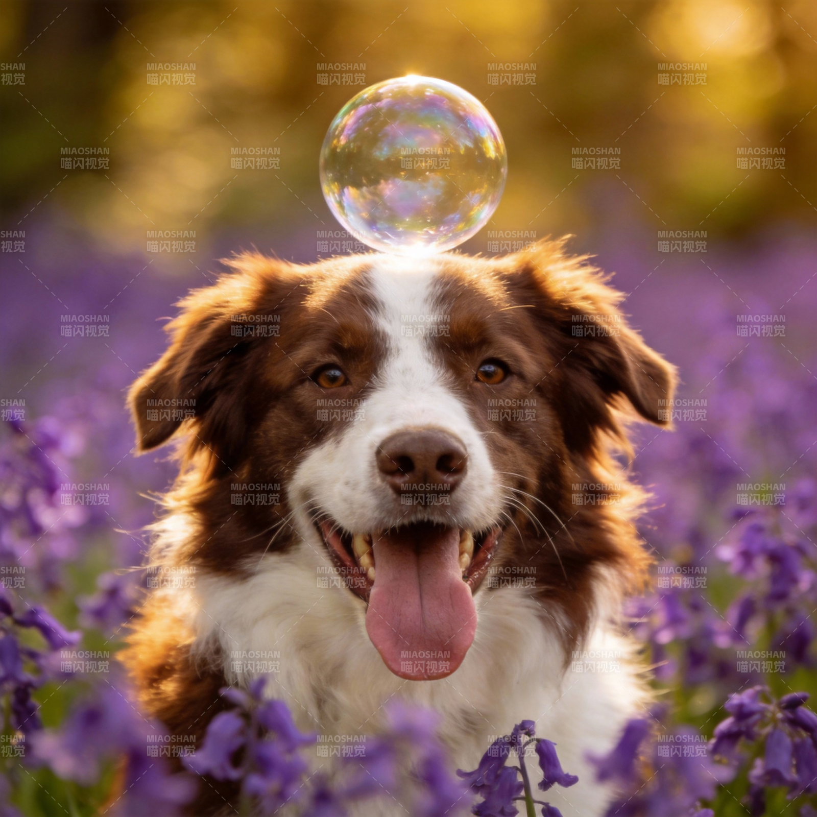 泡泡犬在花海中图片