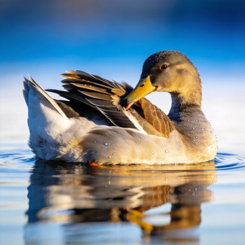 鸭子水中梳羽图片