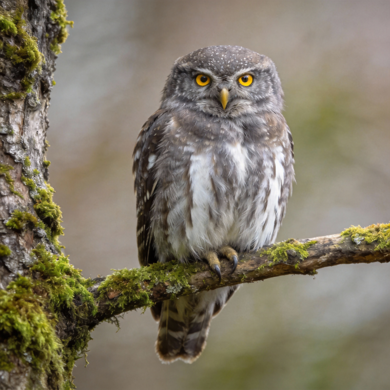 猫头鹰栖息枝头图片