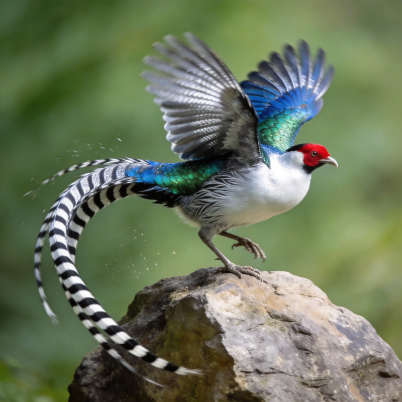 长尾雉展翅飞翔图片